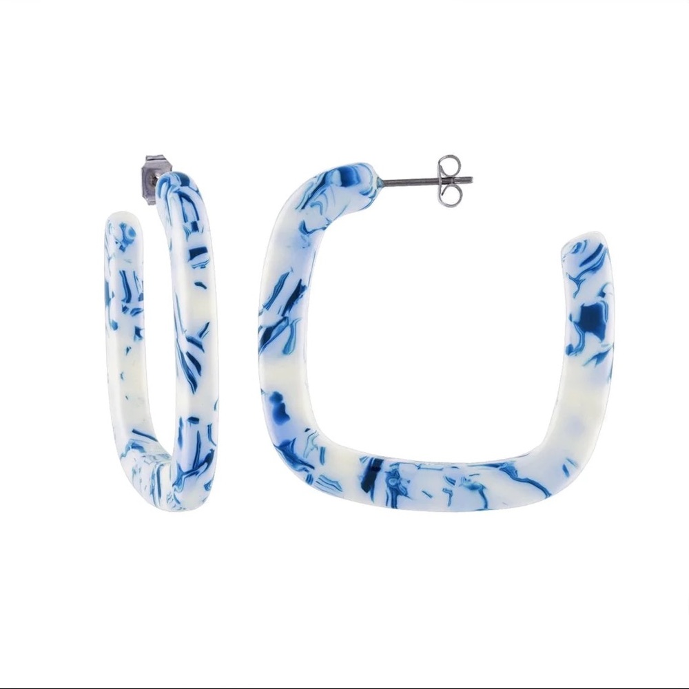 Machete Midi Square Hoops in Lavender Toile